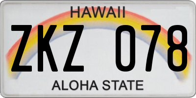HI license plate ZKZ078