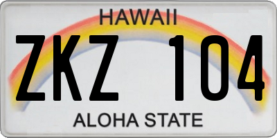 HI license plate ZKZ104