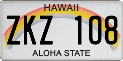 HI license plate ZKZ108