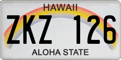HI license plate ZKZ126
