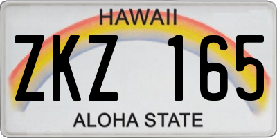 HI license plate ZKZ165