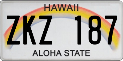 HI license plate ZKZ187