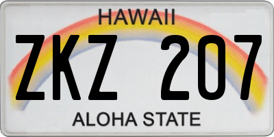 HI license plate ZKZ207