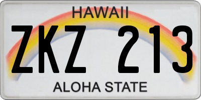 HI license plate ZKZ213