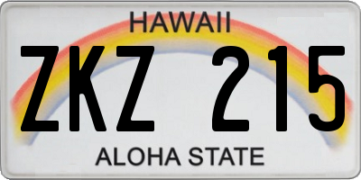 HI license plate ZKZ215