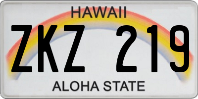 HI license plate ZKZ219