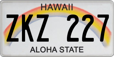 HI license plate ZKZ227