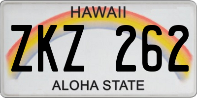 HI license plate ZKZ262