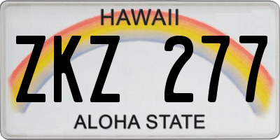 HI license plate ZKZ277