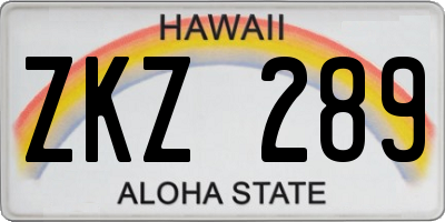 HI license plate ZKZ289