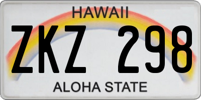 HI license plate ZKZ298