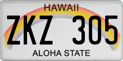 HI license plate ZKZ305