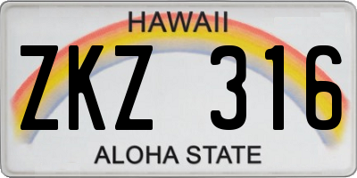HI license plate ZKZ316