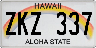 HI license plate ZKZ337