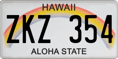 HI license plate ZKZ354