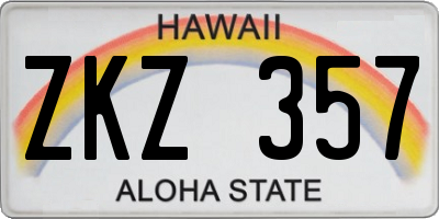 HI license plate ZKZ357