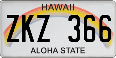 HI license plate ZKZ366