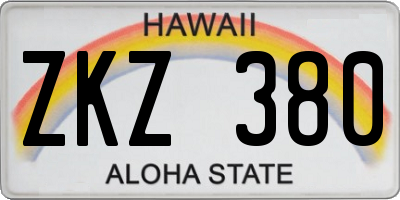 HI license plate ZKZ380
