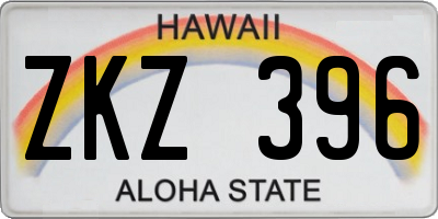 HI license plate ZKZ396