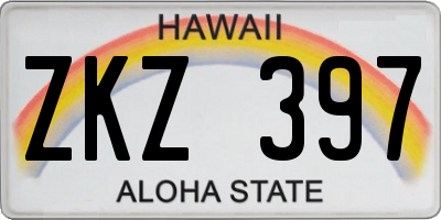 HI license plate ZKZ397
