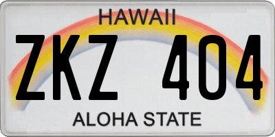 HI license plate ZKZ404