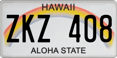 HI license plate ZKZ408
