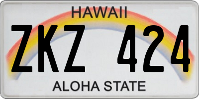 HI license plate ZKZ424