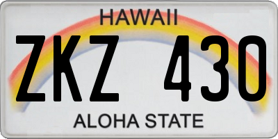 HI license plate ZKZ430