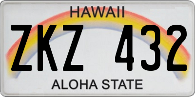 HI license plate ZKZ432