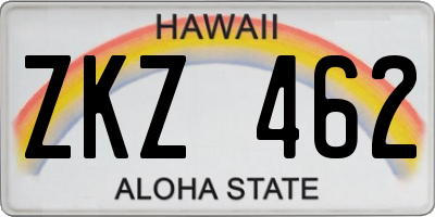 HI license plate ZKZ462
