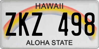HI license plate ZKZ498