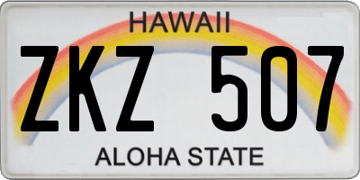 HI license plate ZKZ507