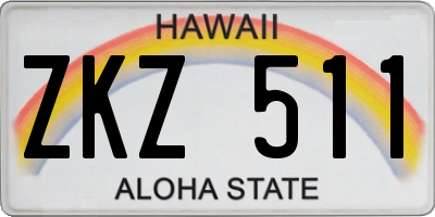 HI license plate ZKZ511