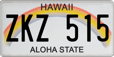 HI license plate ZKZ515