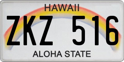 HI license plate ZKZ516