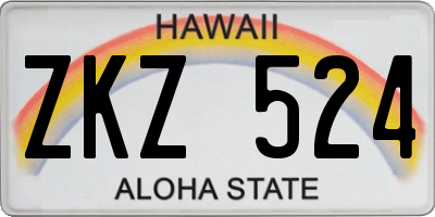 HI license plate ZKZ524