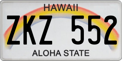 HI license plate ZKZ552
