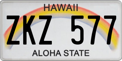 HI license plate ZKZ577