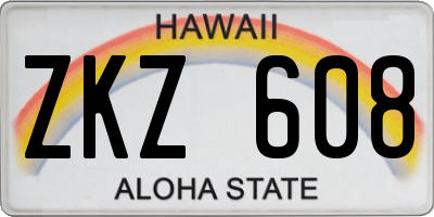 HI license plate ZKZ608