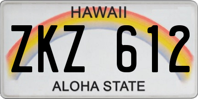 HI license plate ZKZ612