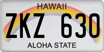 HI license plate ZKZ630