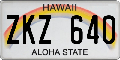HI license plate ZKZ640