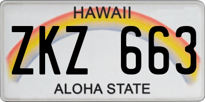 HI license plate ZKZ663