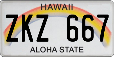 HI license plate ZKZ667
