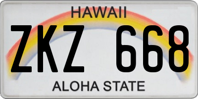 HI license plate ZKZ668