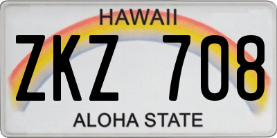 HI license plate ZKZ708