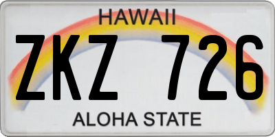 HI license plate ZKZ726
