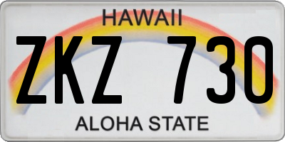 HI license plate ZKZ730