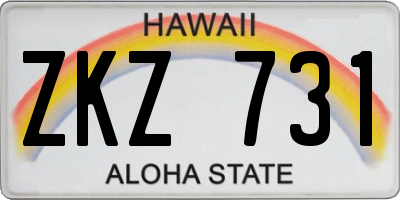 HI license plate ZKZ731