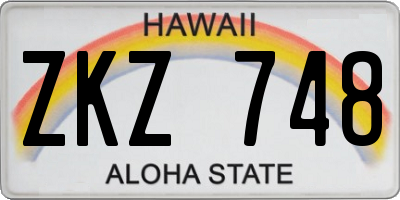 HI license plate ZKZ748